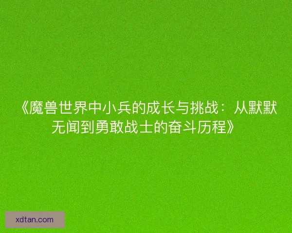 《魔兽世界中小兵的成长与挑战：从默默无闻到勇敢战士的奋斗历程》